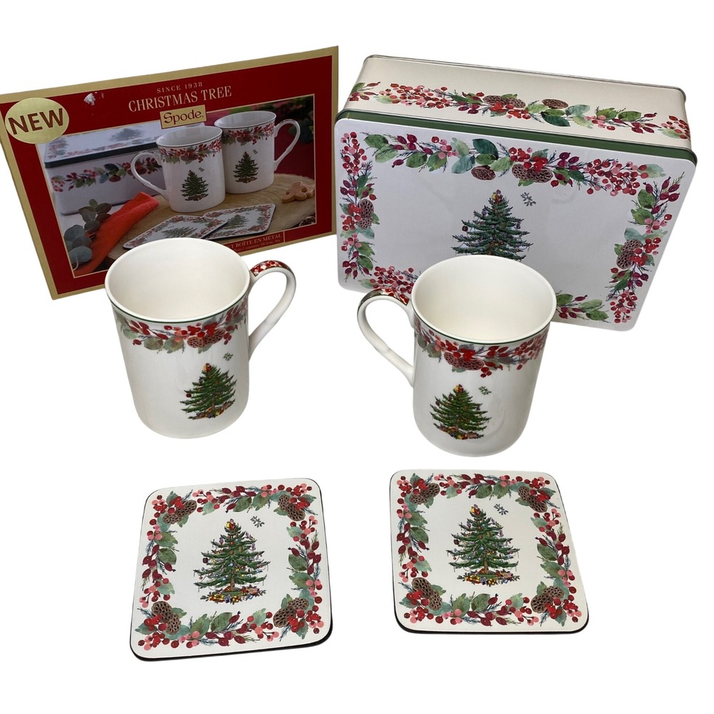 Spode Christmas Tree 2023 Annual 5 Piece Mug Tin Set Coasters Box XTAL8579-XP
